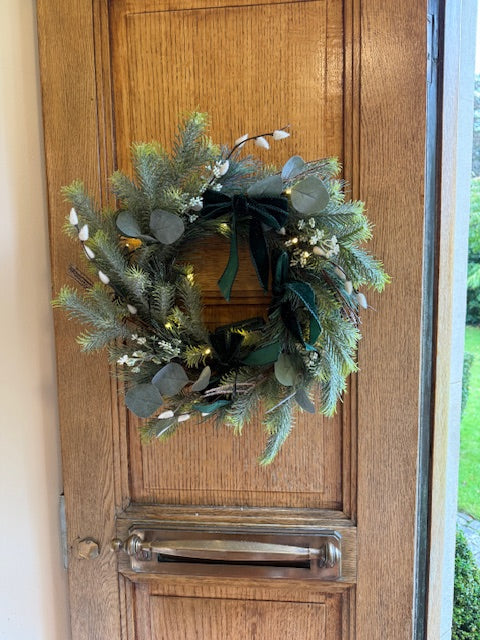 Laura Ashley Pussy Willow Wreath Pre Lit