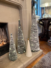 Laura Ashley Oversized Silver Wire Tree Set of 3 Pre Lit