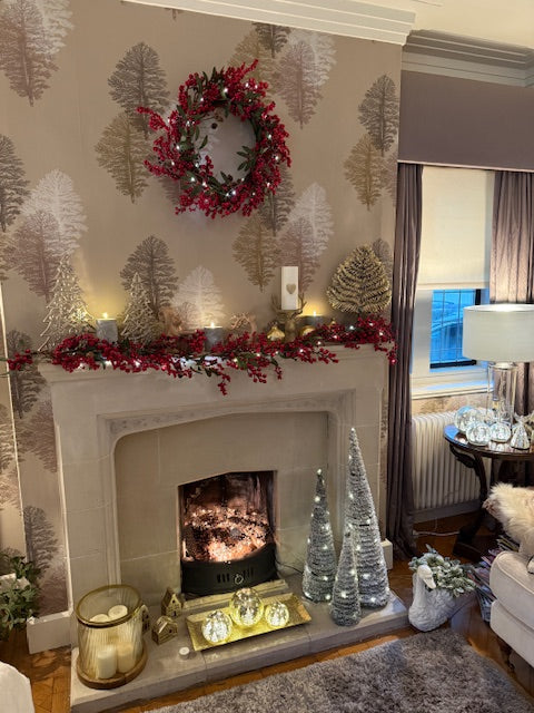Laura Ashley Red Berry Garland Pre Lit