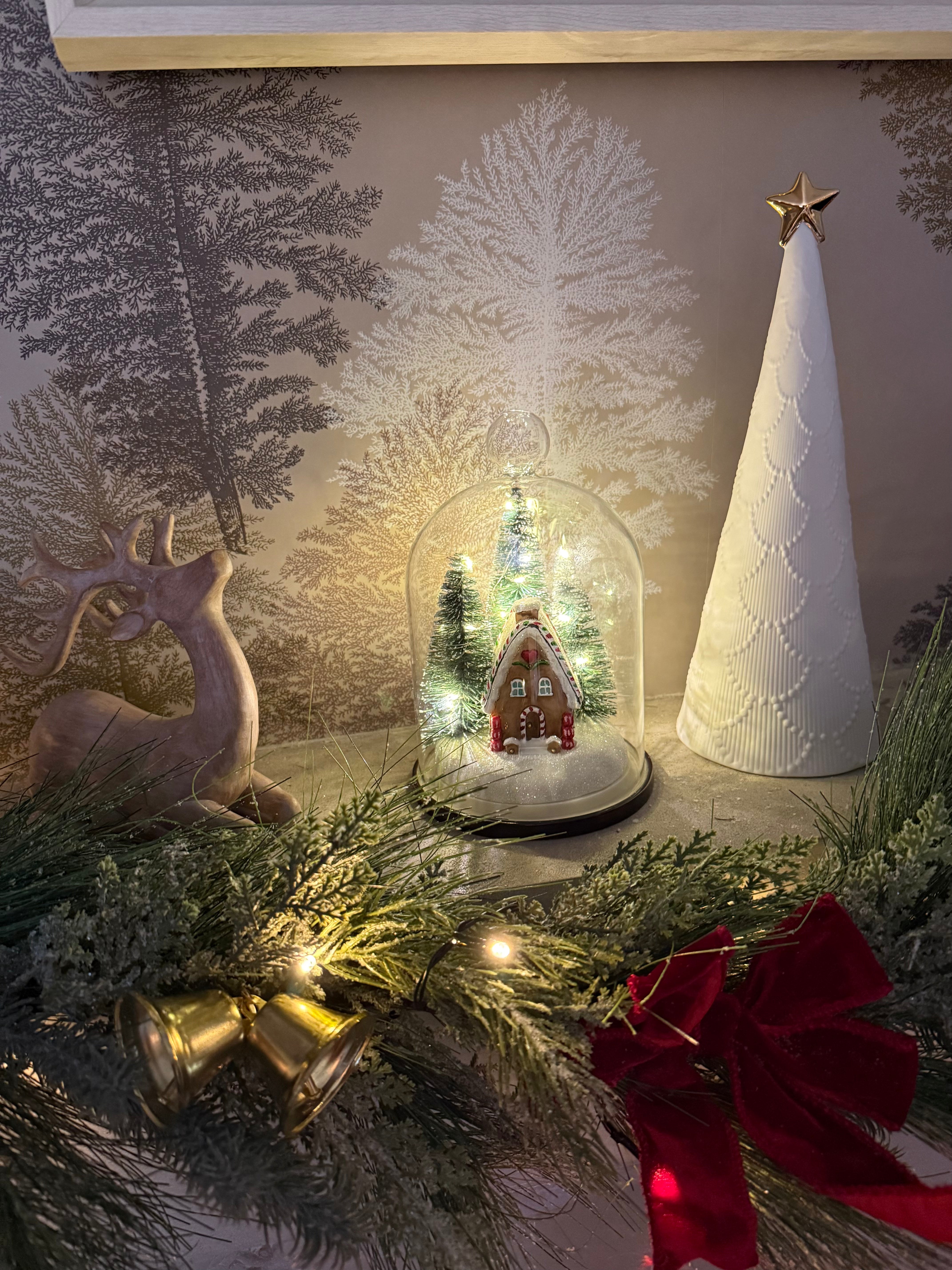 Laura Ashley Gingerbread House lit Cloche