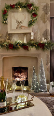 Laura Ashley Red Bow and Bell Garland Pre Lit 180cm