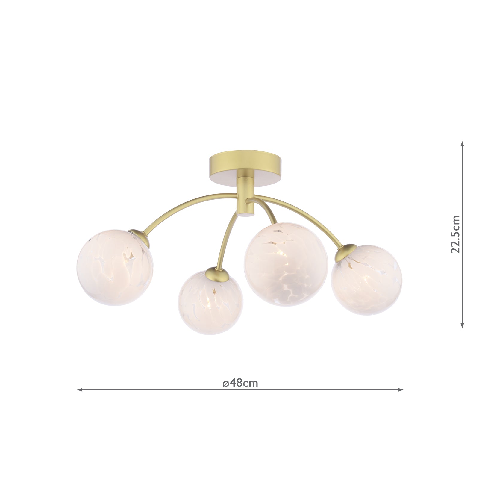 Izzy 4 Light Semi-Flush Matt Gold With White Confetti Glass
