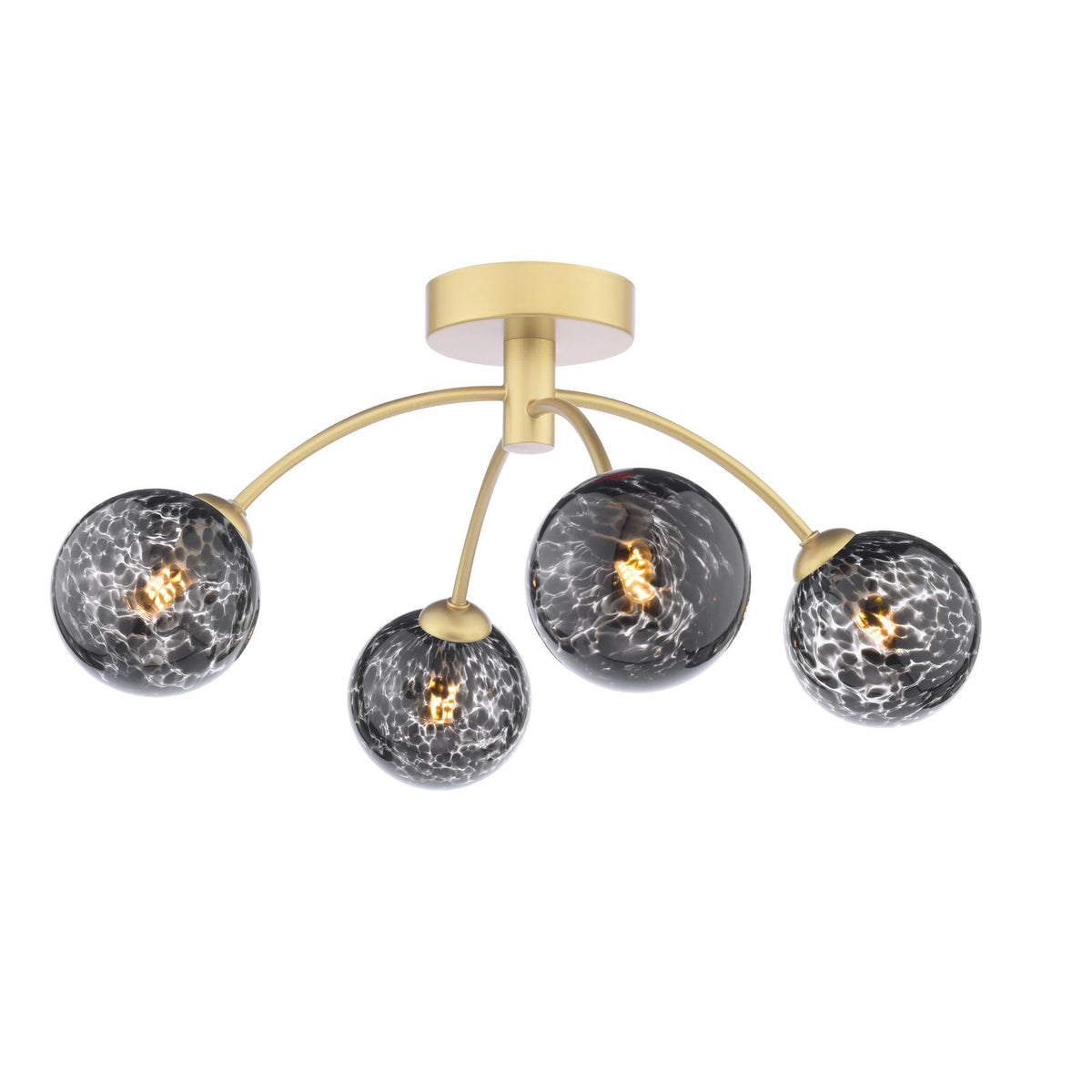 Izzy 4 Light Semi-Flush Matt Gold With Black Confetti Glass