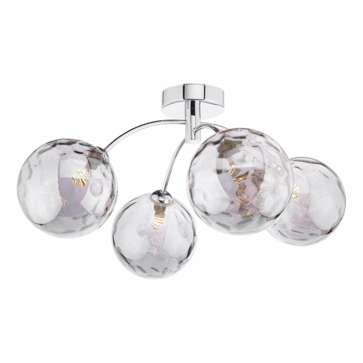 Izzy 4 Light Semi Flush Polished Chrome With Smoked Dimpled Glass