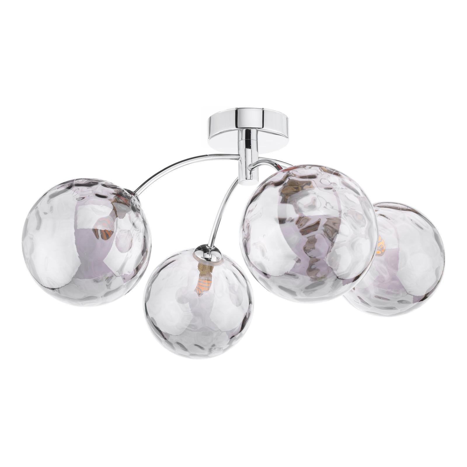 Izzy 4 Light Semi Flush Polished Chrome With Smoked Dimpled Glass