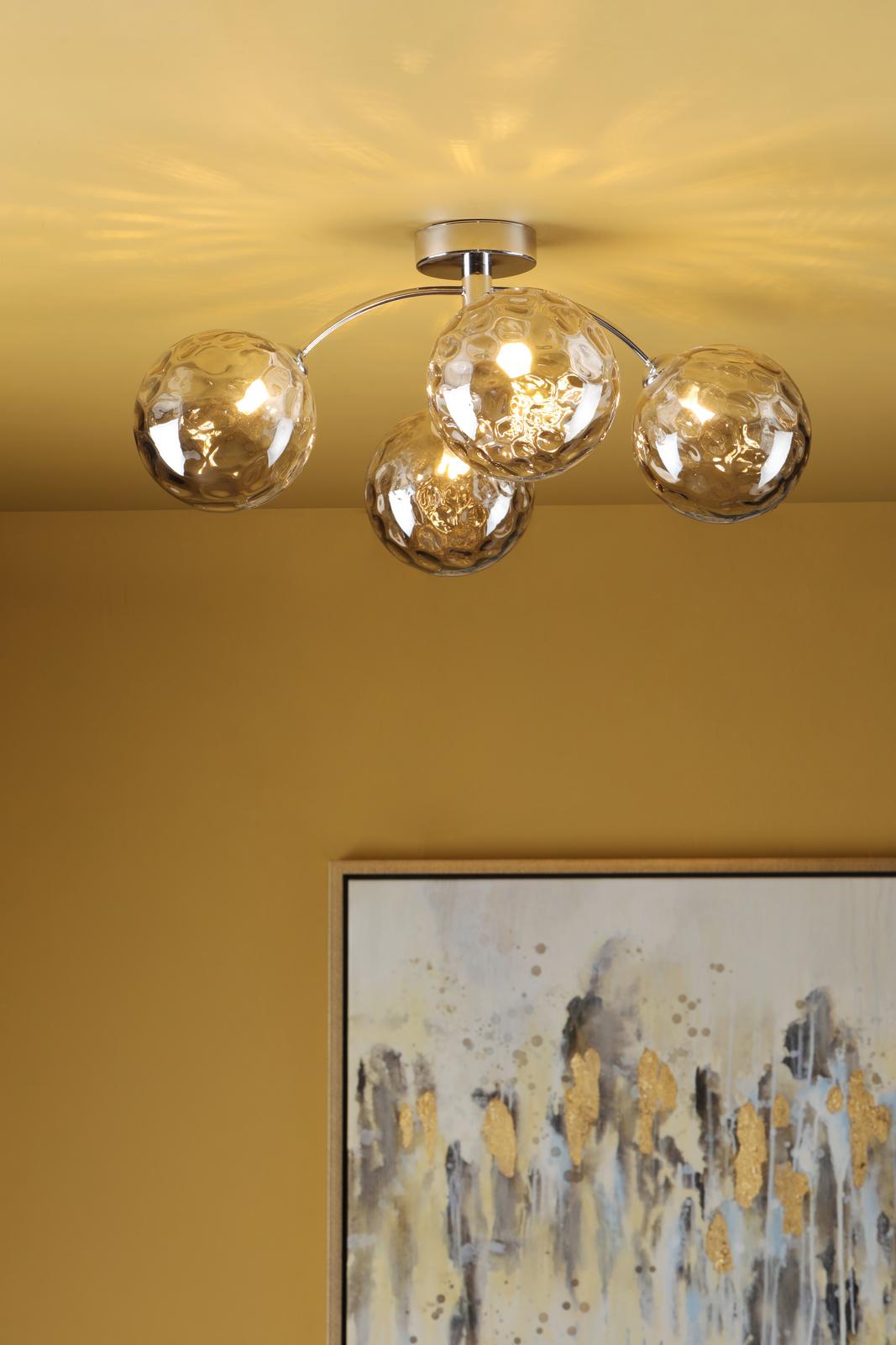 Izzy 4 Light Semi Flush Polished Chrome With Smoked Dimpled Glass