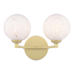 Izzy 2 Light Wall Light Matt Gold With White Confetti Glass