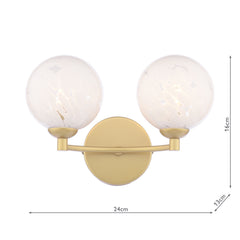 Izzy 2 Light Wall Light Matt Gold With White Confetti Glass
