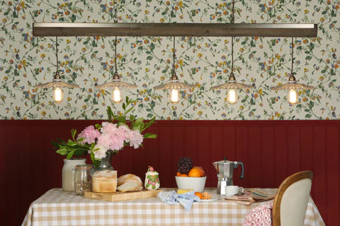 Industrial lighting for living room dining room open plan