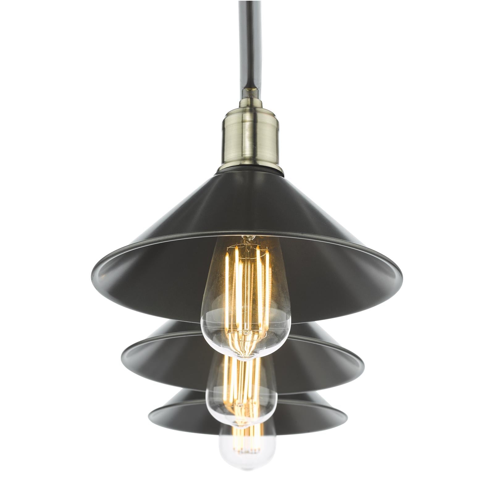 Jalen 3 Light Bar Pendant Graphite Antique Brass