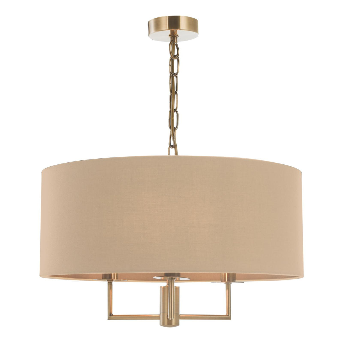 Jamelia 3 Light Shadelier Antique Brass Taupe Shade