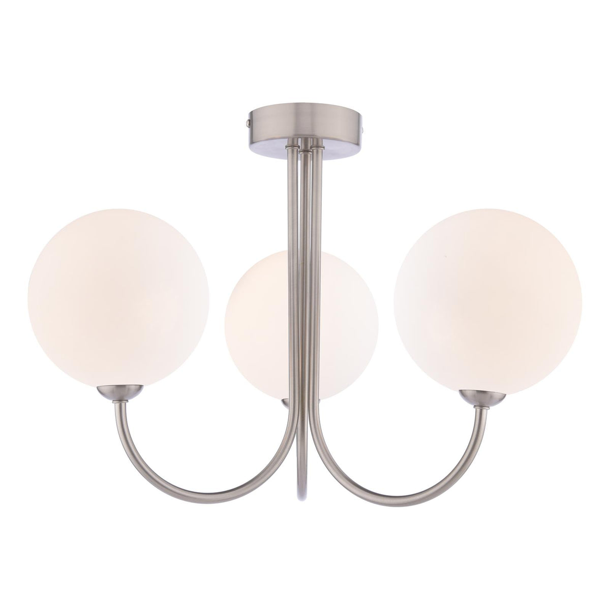 Jared 3 Light Semi-Flush Satin Nickel With Opal Glass