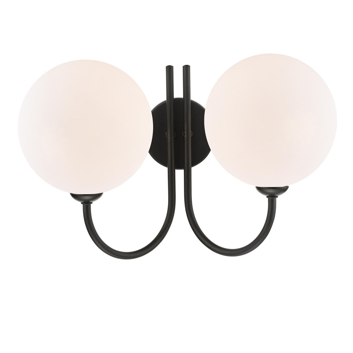 Jared 2 Light Wall Light Matt Black With Opal Glass