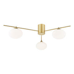 Jasper 3 Light Semi-Flush Satin Gold and Opal Glass