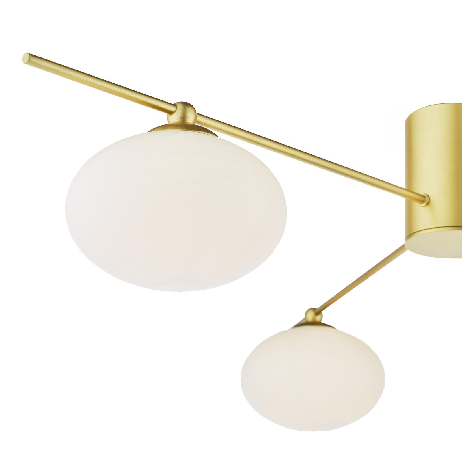 Jasper 3 Light Semi-Flush Satin Gold and Opal Glass