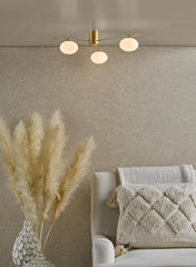 Jasper 3 Light Semi-Flush Satin Gold and Opal Glass