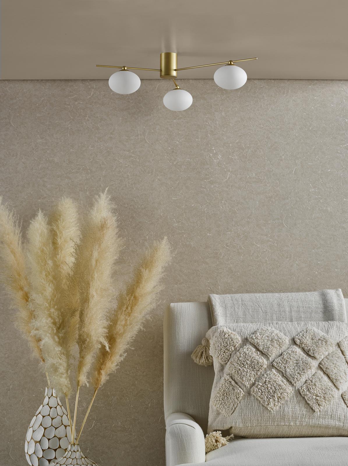 Jasper 3 Light Semi-Flush Satin Gold and Opal Glass