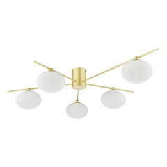Jasper 5 Light Semi-Flush Satin Gold and Opal Glass