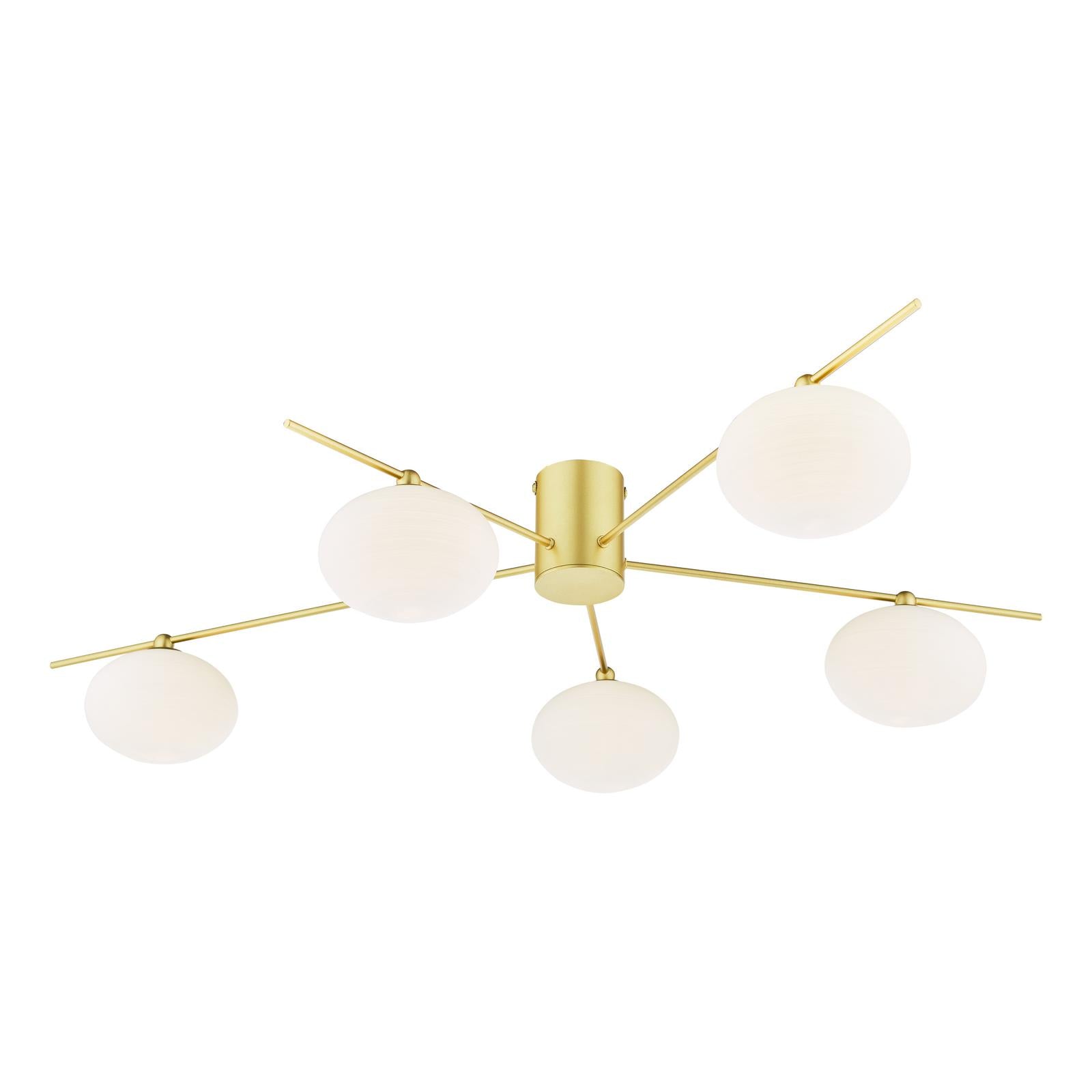 Jasper 5 Light Semi-Flush Satin Gold and Opal Glass