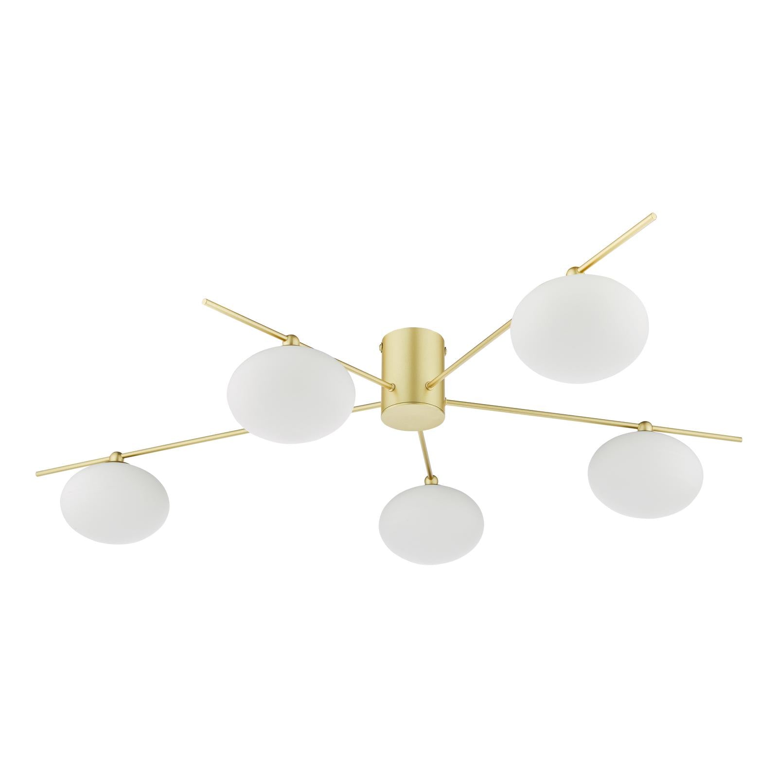 Jasper 5 Light Semi-Flush Satin Gold and Opal Glass