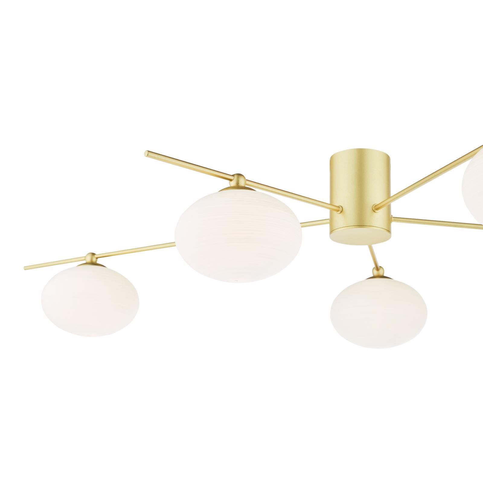 Jasper 5 Light Semi-Flush Satin Gold and Opal Glass