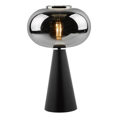 Jensen Table Lamp Smoked Glass Satin Black dar Lighting