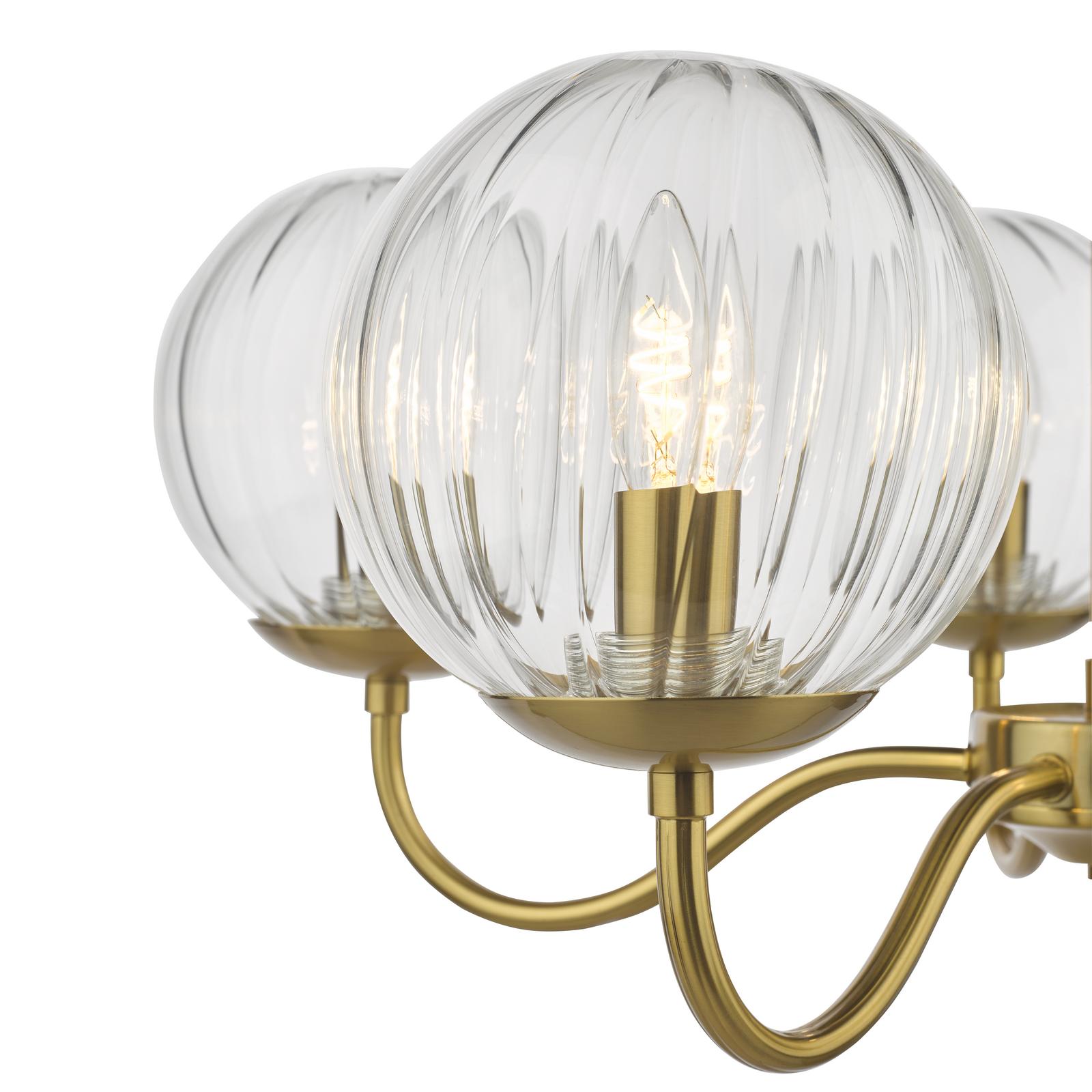 Jocelyn 5 Light Armed Pendant Natural Brass and Glass