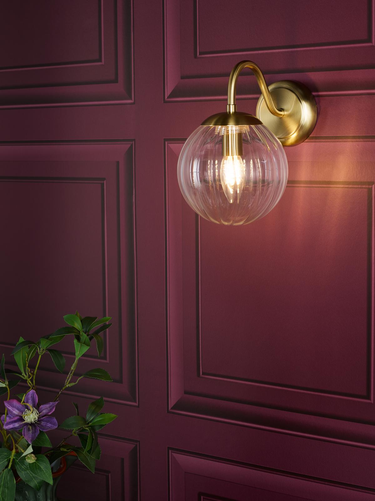 Jocelyn Wall Light Natural Brass and Glass