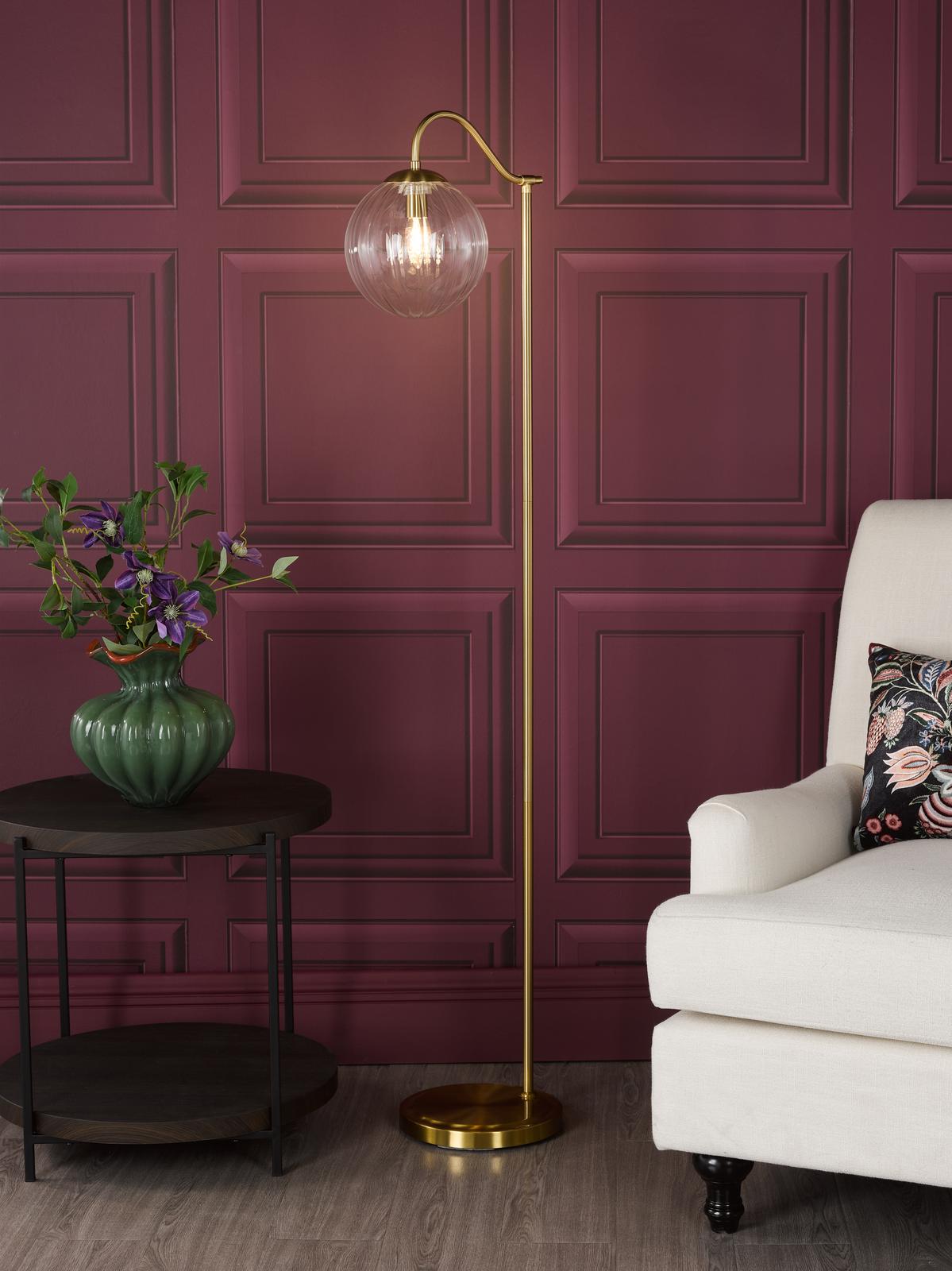 Jocelyn Floor Lamp Natural Brass and Glass