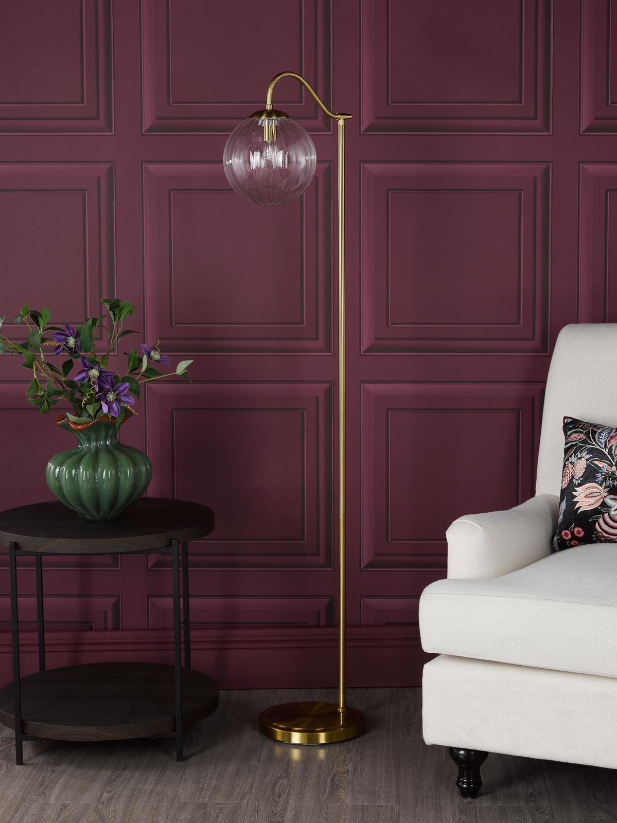 Jocelyn Floor Lamp Natural Brass and Glass