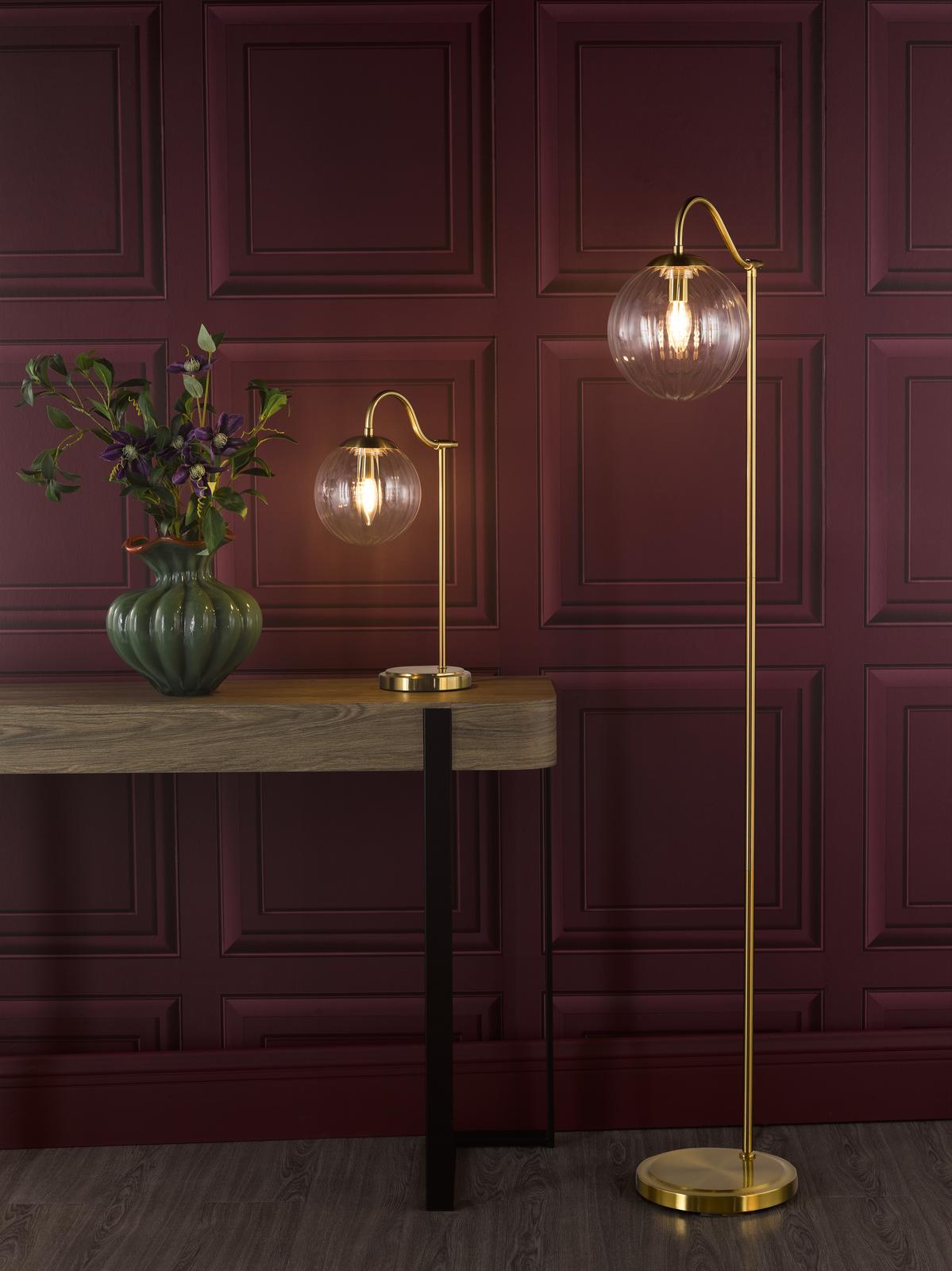 Jocelyn Floor Lamp Natural Brass and Glass