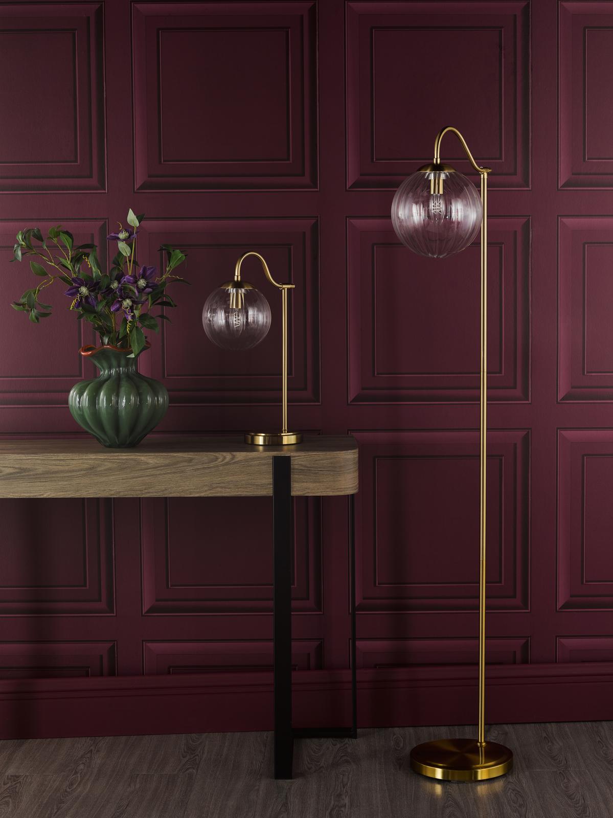 Jocelyn Floor Lamp Natural Brass and Glass