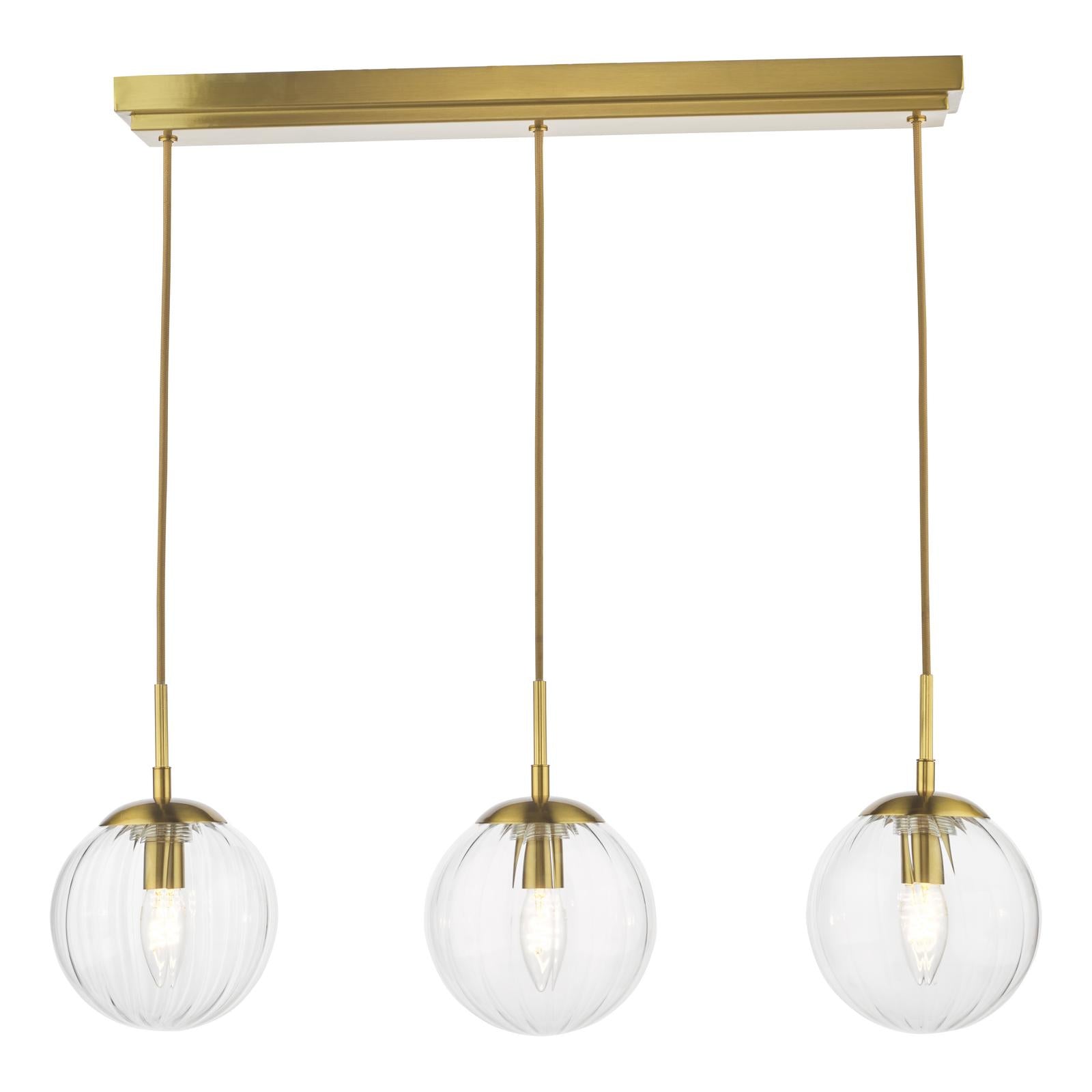 Jocelyn 3 Light Bar Pendant Natural Brass and Glass