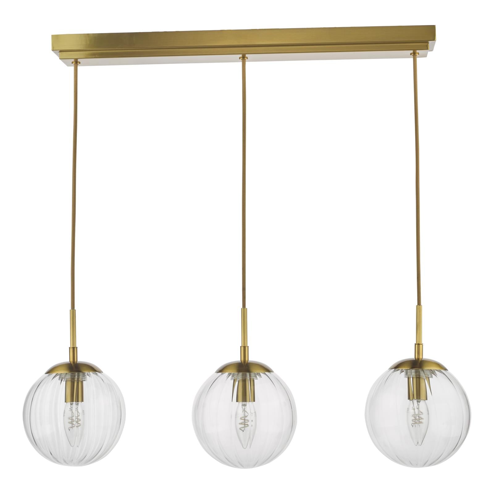 Jocelyn 3 Light Bar Pendant Natural Brass and Glass