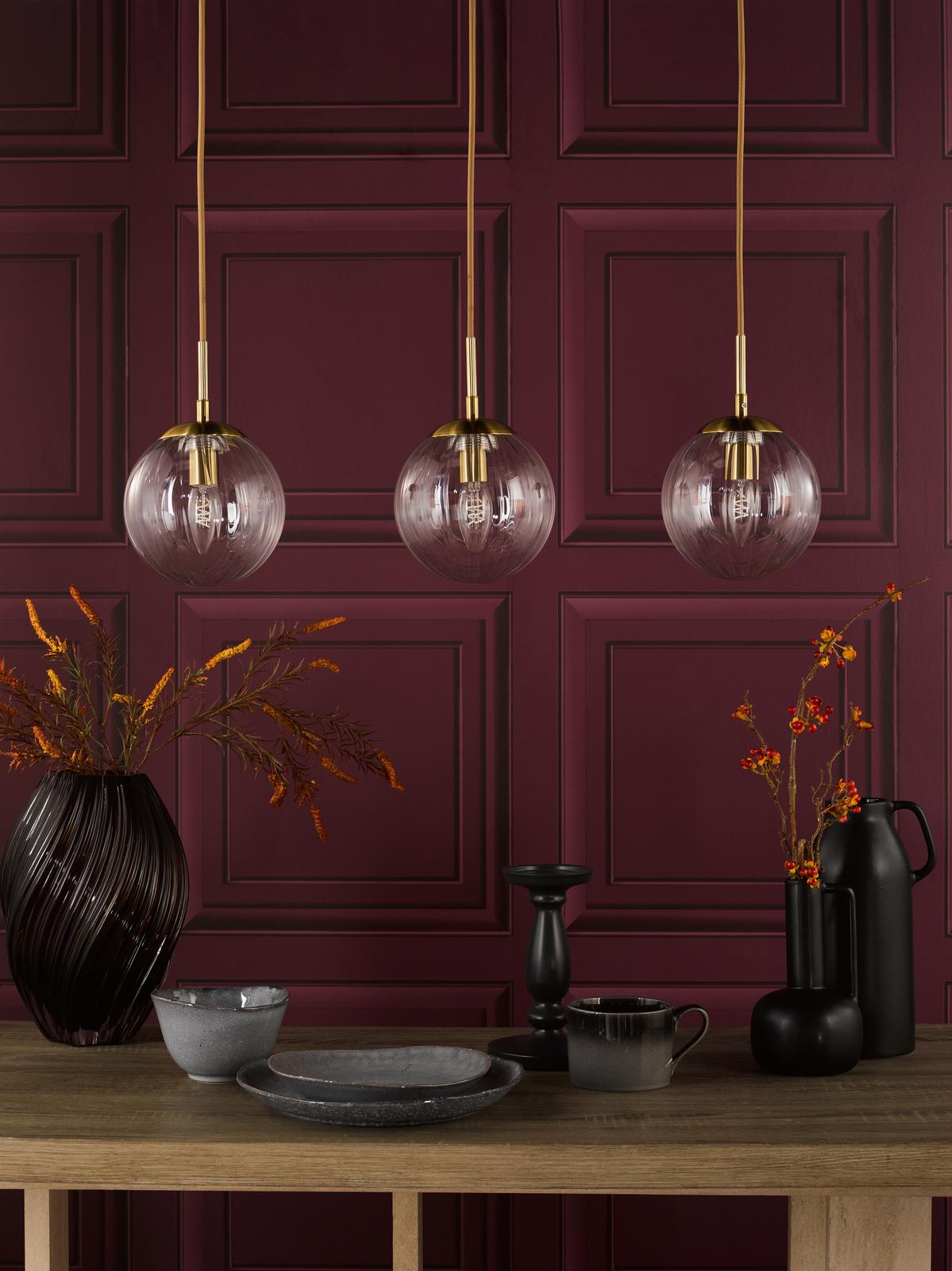Jocelyn 3 Light Bar Pendant Natural Brass and Glass