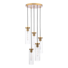 Jodelle 5 Light Cluster Pendant Polished Bronze and Glass