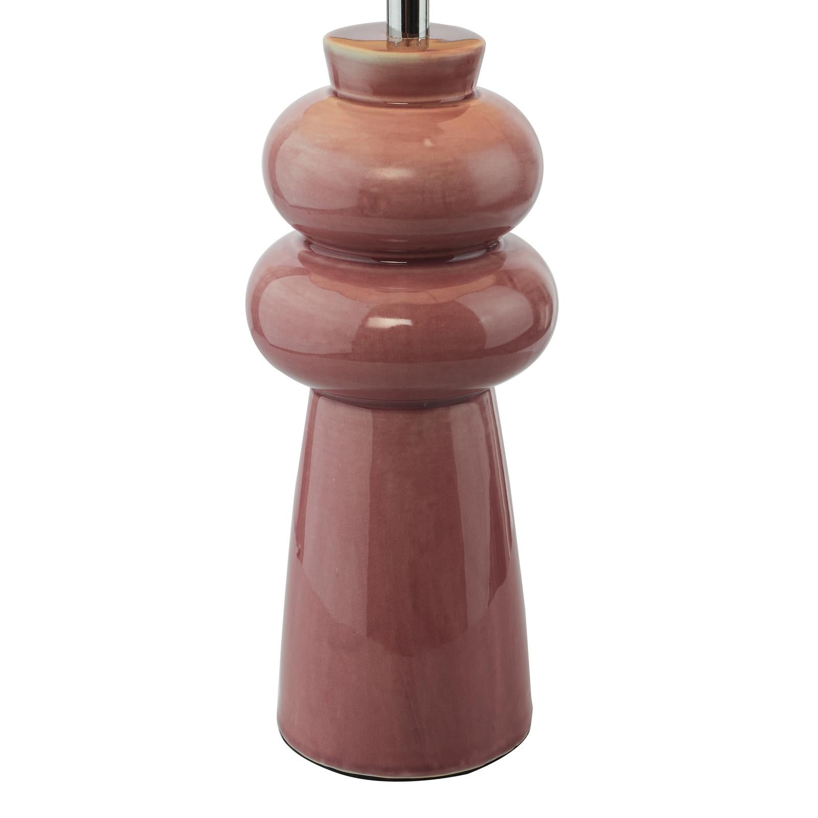 Jordana Table Lamp Pink Ceramic and Polished Chrome With Shade