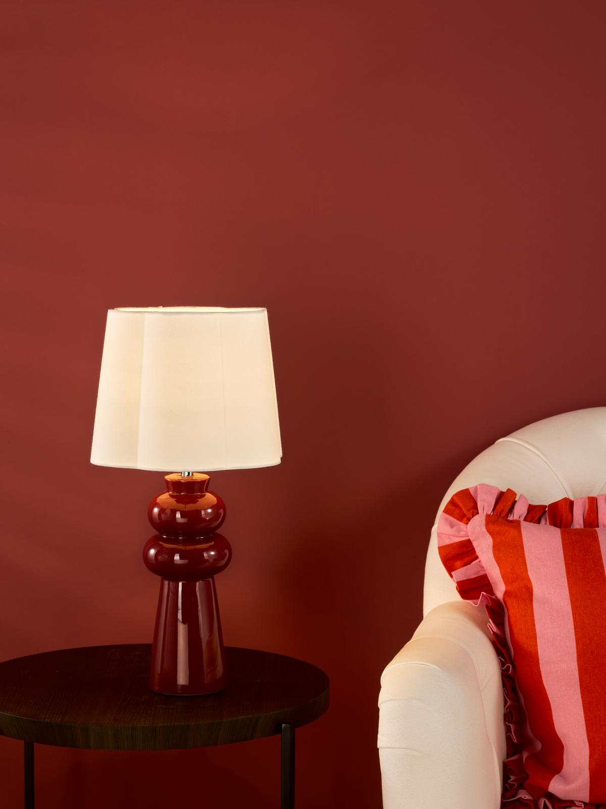 Jordana Table Lamp Pink Ceramic and Polished Chrome With Shade