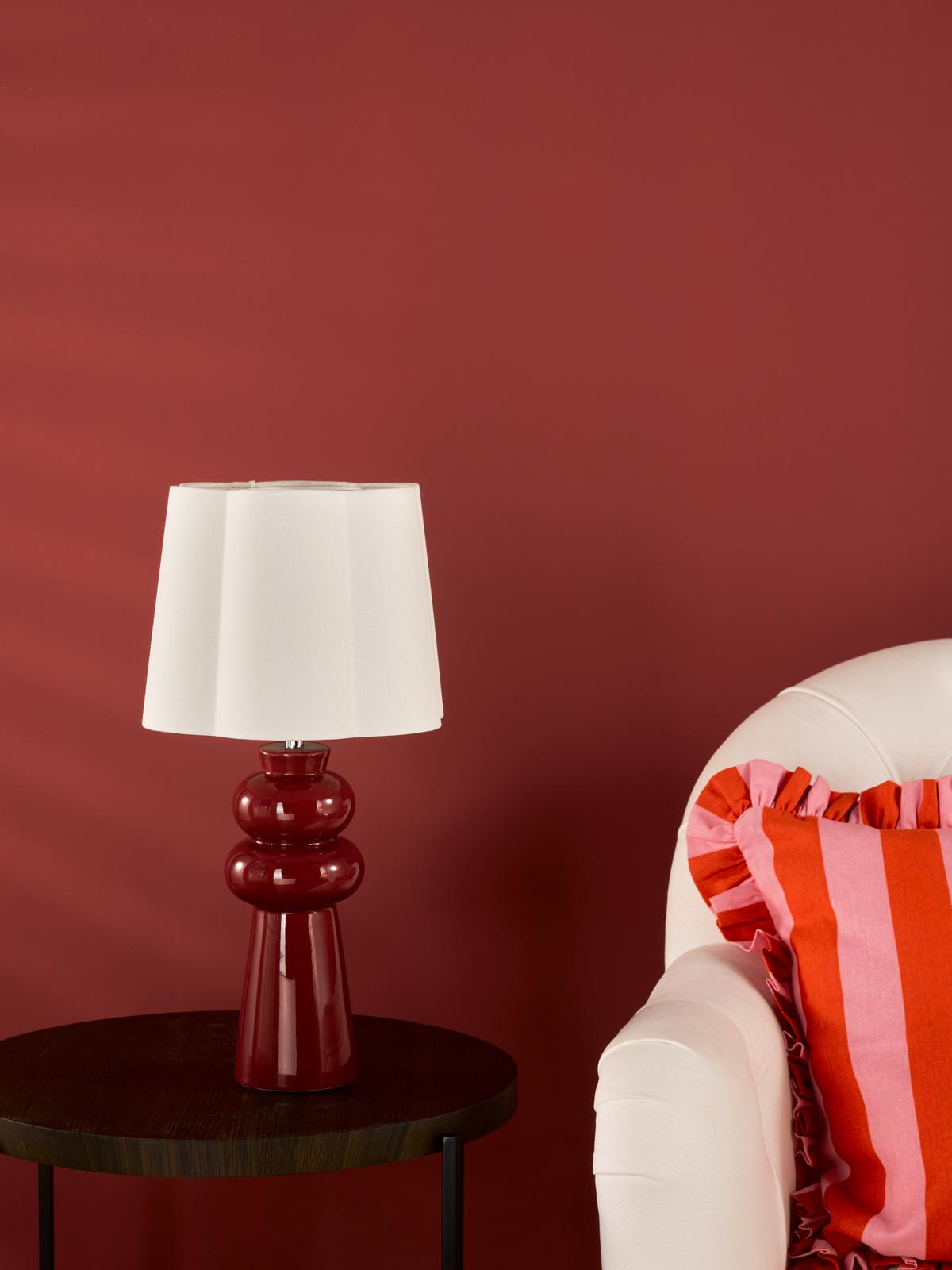 Jordana Table Lamp Pink Ceramic and Polished Chrome With Shade