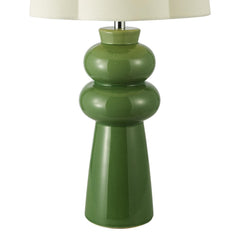 Jordana Table Lamp Green Ceramic and Polished Chrome With Shade