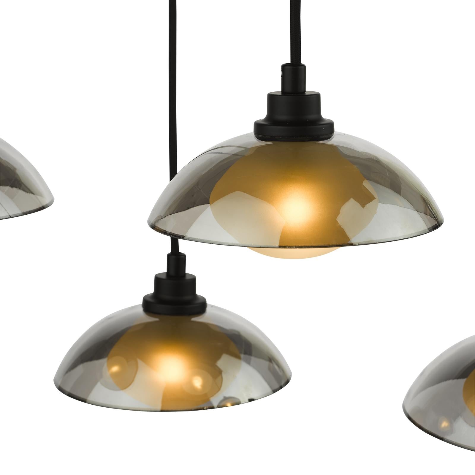 Kadience 6 Light Bar Pendant Satin Black and Smoked Glass