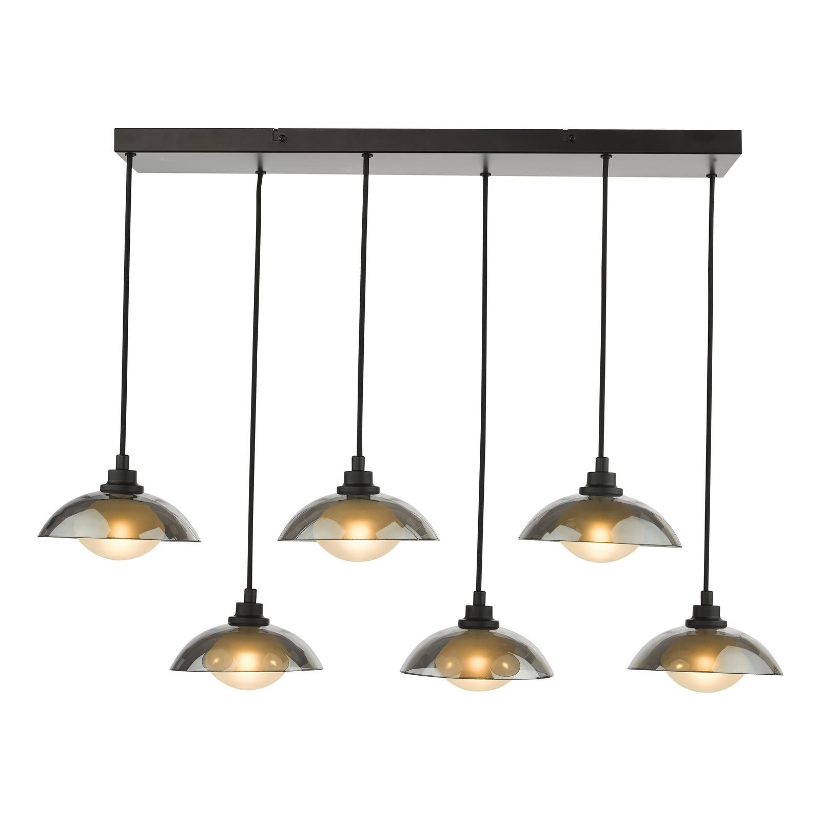 Kadience 6 Light Bar Pendant Satin Black and Smoked Glass