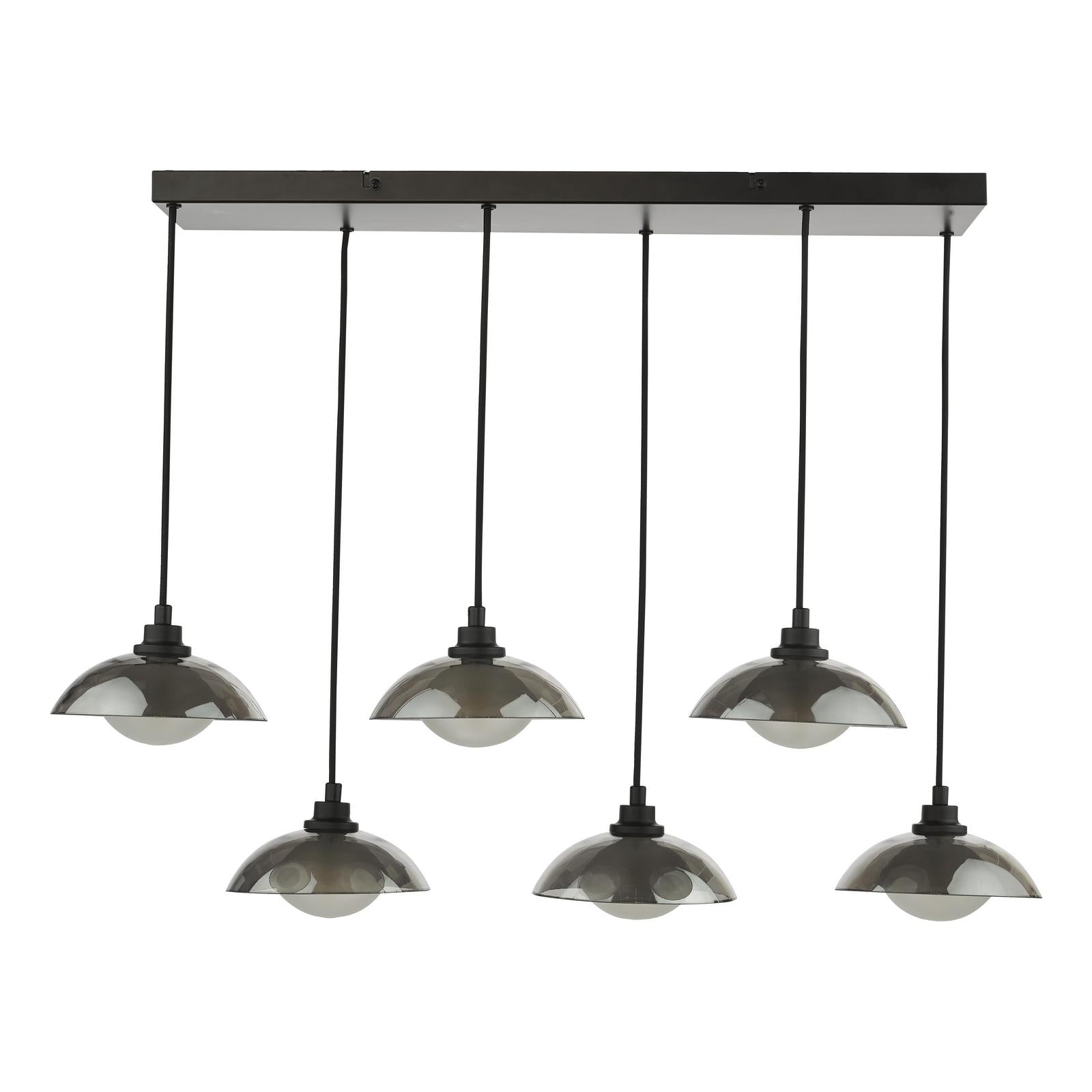 Kadience 6 Light Bar Pendant Satin Black and Smoked Glass