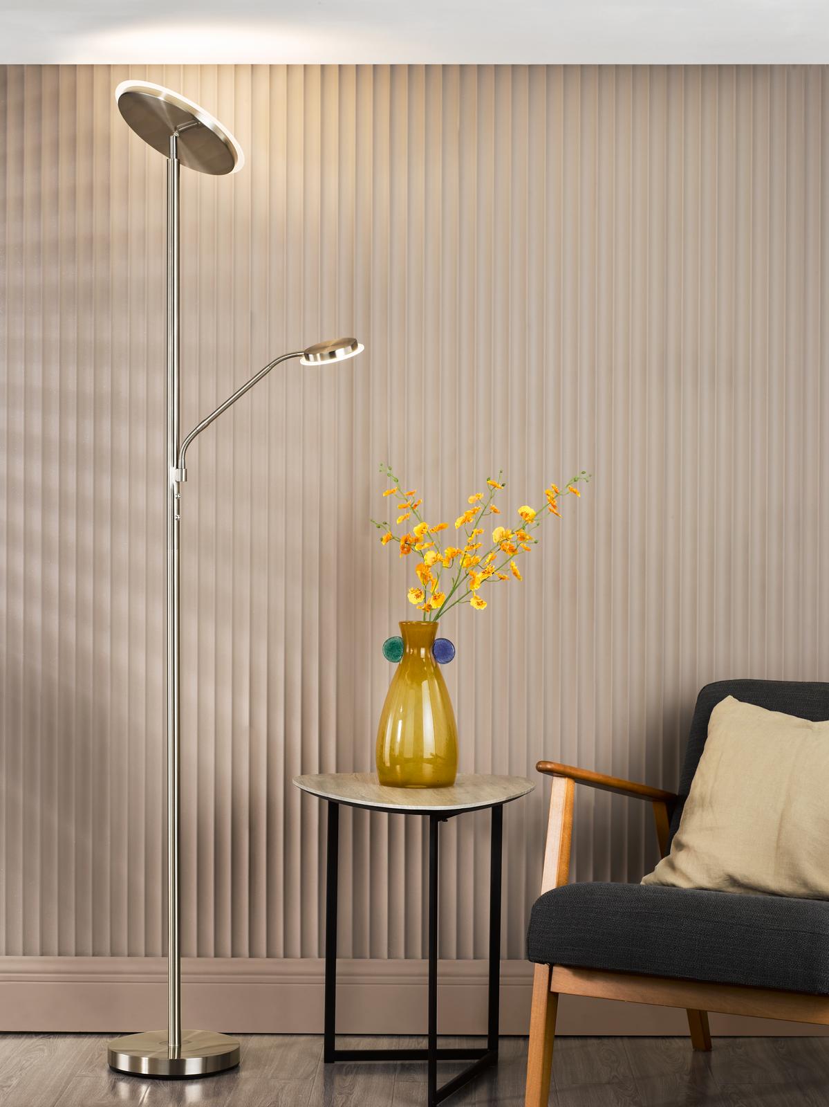 Kamika Mother & Child Floor Lamp Satin Chrome LED