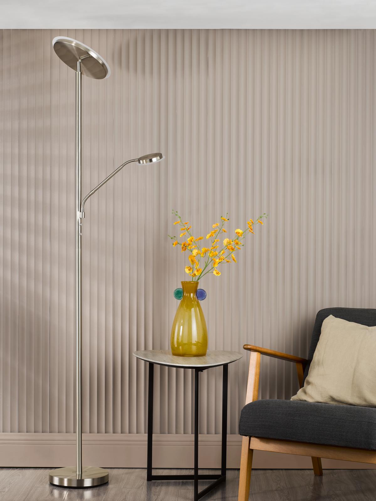 Kamika Mother & Child Floor Lamp Satin Chrome LED