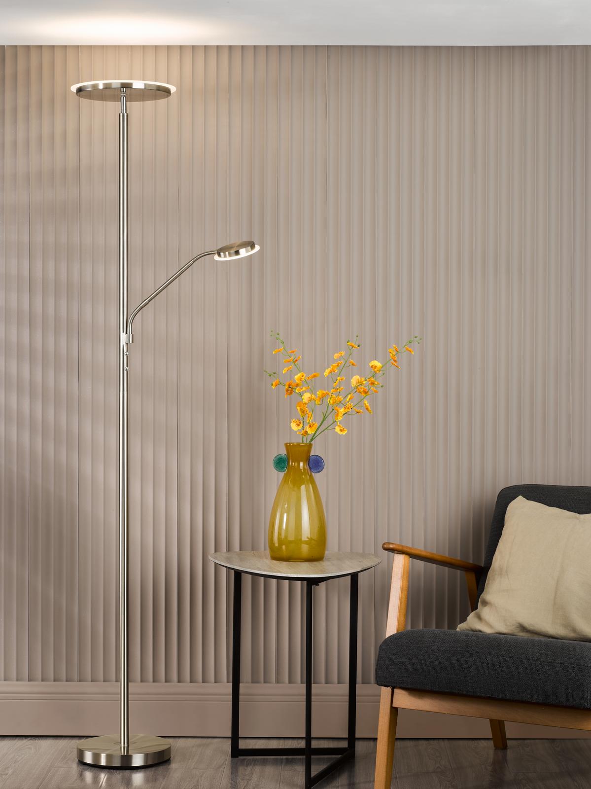 Kamika Mother & Child Floor Lamp Satin Chrome LED