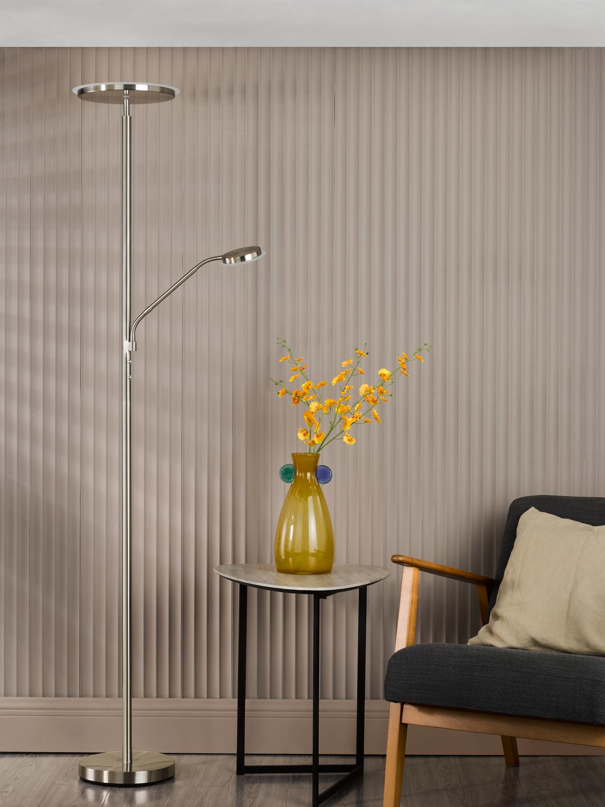 Kamika Mother & Child Floor Lamp Satin Chrome LED