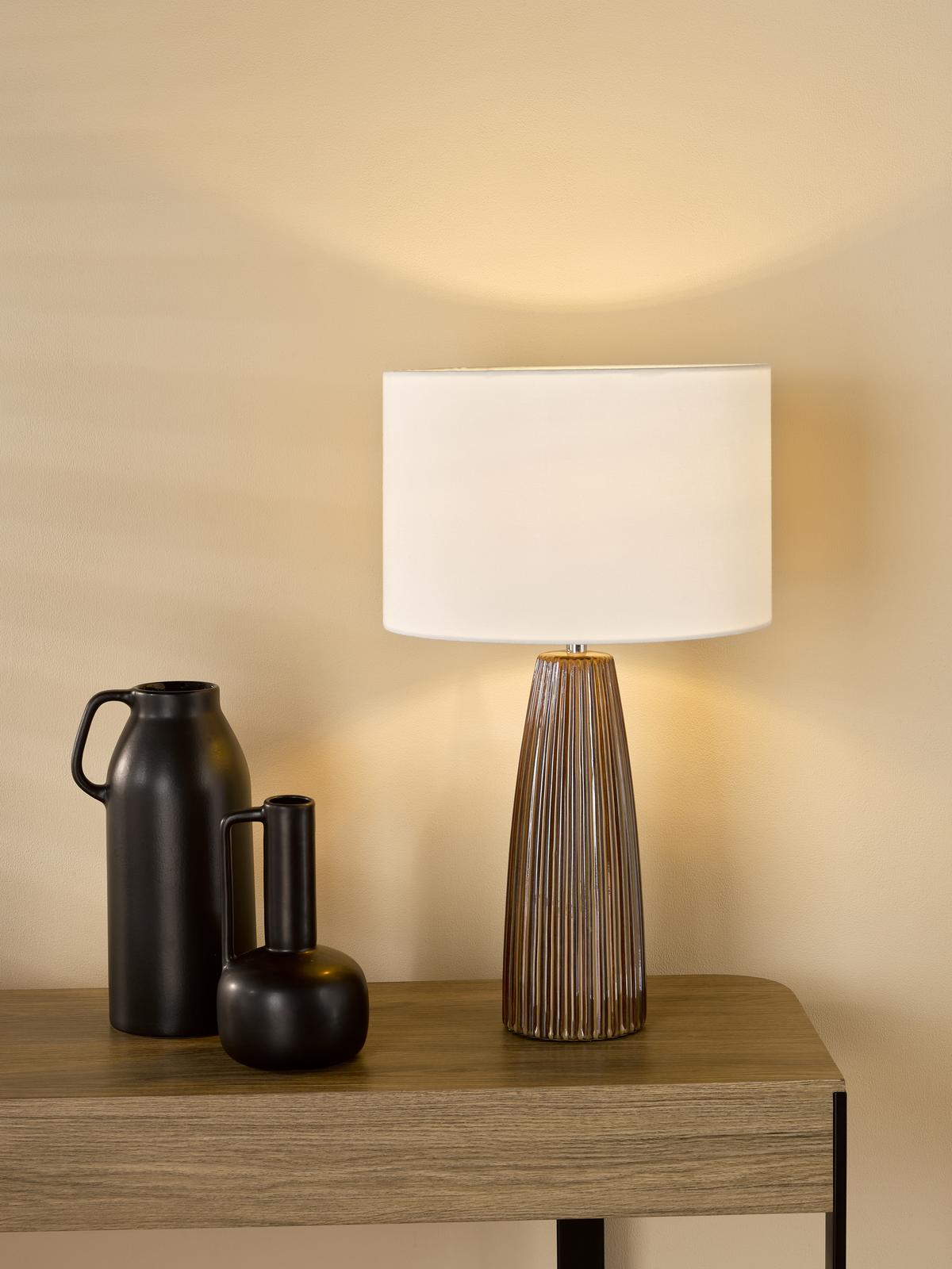 Kaulana Table Lamp Brown Ceramic With Shade