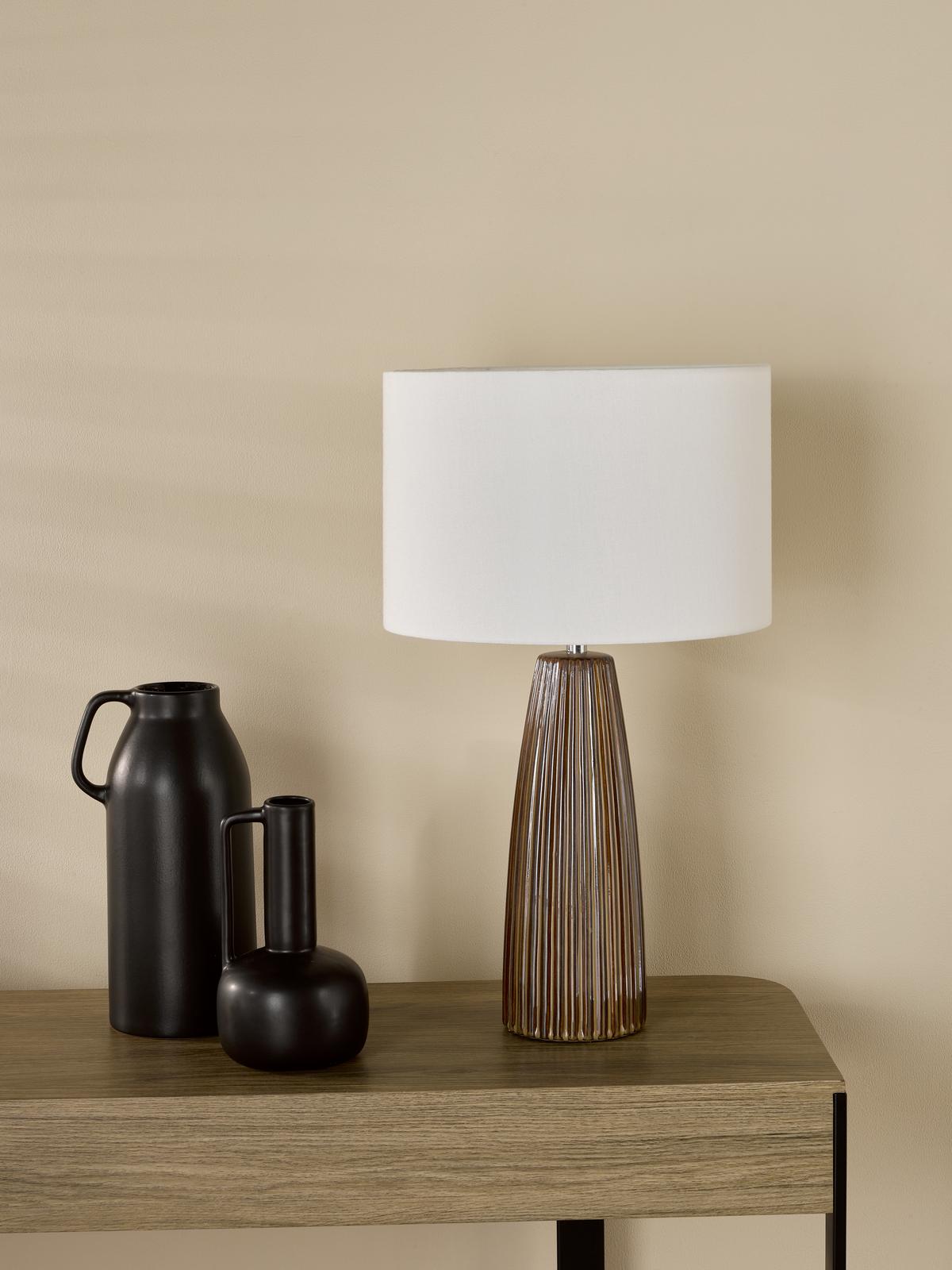 Kaulana Table Lamp Brown Ceramic With Shade
