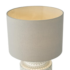 Kedron Table Lamp Grey Ceramic and Satin Chrome With Shade